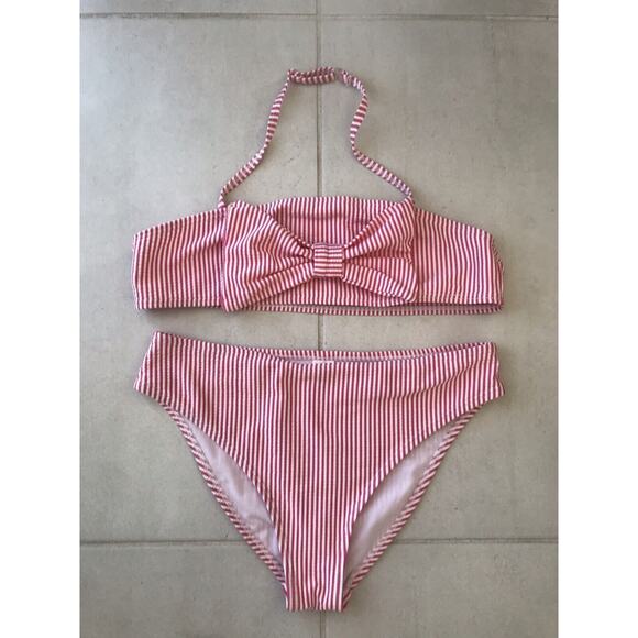 Joe Boxer Halter Bikini Set Multicolor Striped Seersucker Swimsuit - Picture 1 of 8